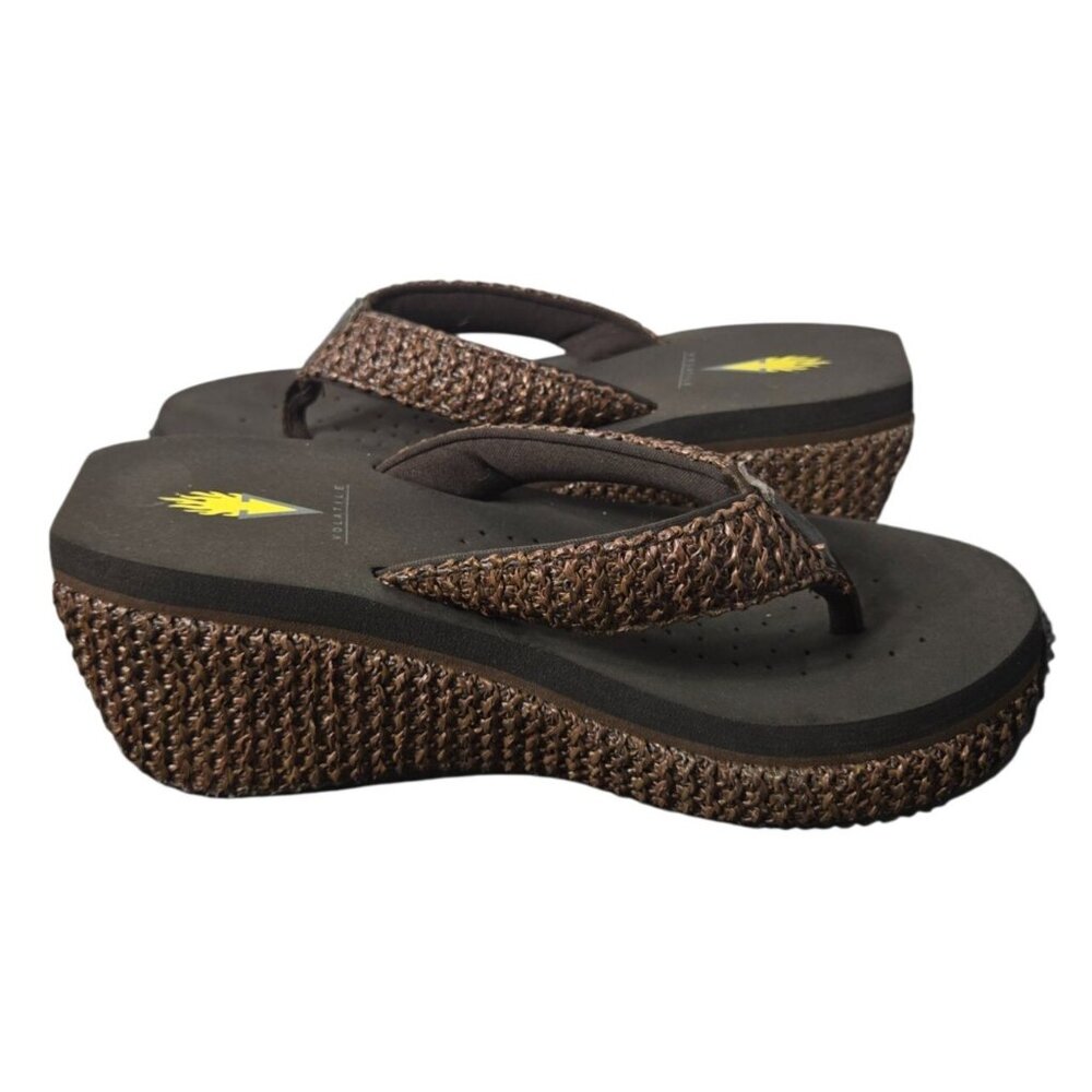 Volatile Brown Woven Wedge Sandals